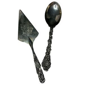 Vintage Godinger Silver Plated Pie Cake Server & Serving Spoon Set